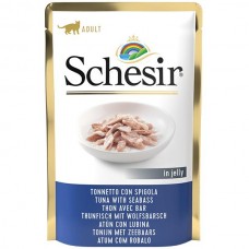 Schesir Tuna with Seabass ТУНЕЦ с МОРСКИМ ОКУНЕМ в желе влажный корм консервы для кошек пауч 85 г (171054)